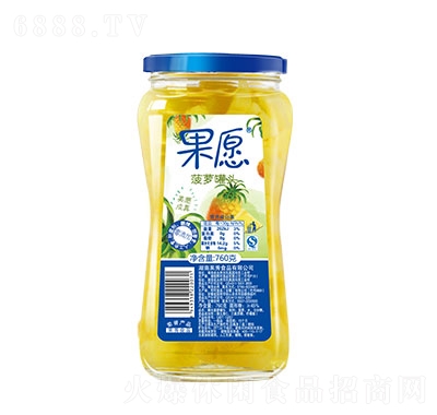 果愿玻璃瓶菠蘿720g