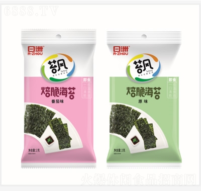 日洲苔風焙脆海苔原味、番茄味2g