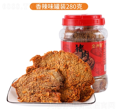 全洲香豬肉排手撕風干香辣味罐裝280g豬肉干休閑零食