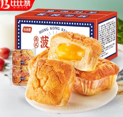 比比贊港式菠蘿包黃油味整箱早餐裝解饞小吃夾心小零食休閑美食糕品點600g