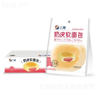 三晟奶皮軟面包紅豆味營養早餐零食小吃糕點