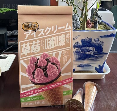 百思達草莓啵啵脆筒代可