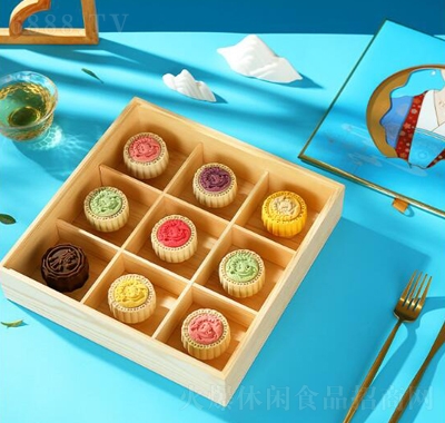 百齡麥中秋月餅國潮風伴手禮盒裝桃山皮月餅批發多口味