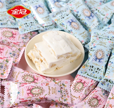 金冠繁花牛軋糖花生夾心軟糖休閑年貨招待糖果喜糖食品